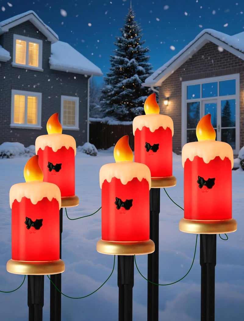 Adirxon 5-Pack Bright C7 Christmas Yard Stakes, Professional Outdoor Pathway Lights for Walkway, Heavy Duty Waterproof Holiday Decorations for Lawn & Winter Display - Image 3